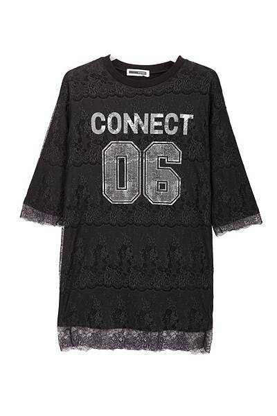 CONNECT蕾絲棉質拼接洋裝(黑) NT$2,980元