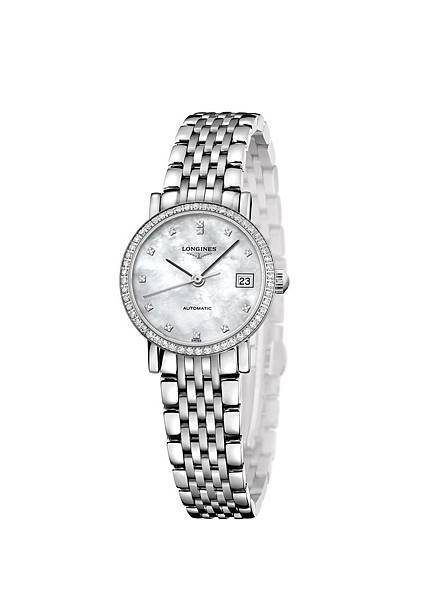 2浪琴錶優雅系列不銹鋼珍珠母貝鑽錶，完美體現浪琴表的經典設計與優美女性線條，襯托出配戴者的優雅氣質，售價$119,600