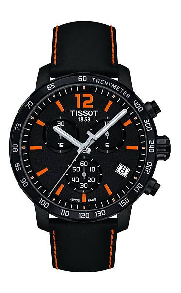 圖5. TISSOT Quickster時捷系列計時腕錶-黑橘配色皮革錶帶