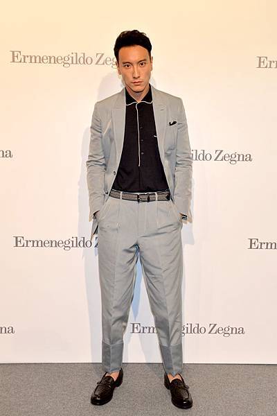 王陽明穿著Ermenegildo Zegna Couture出席米蘭2015秋冬時裝秀