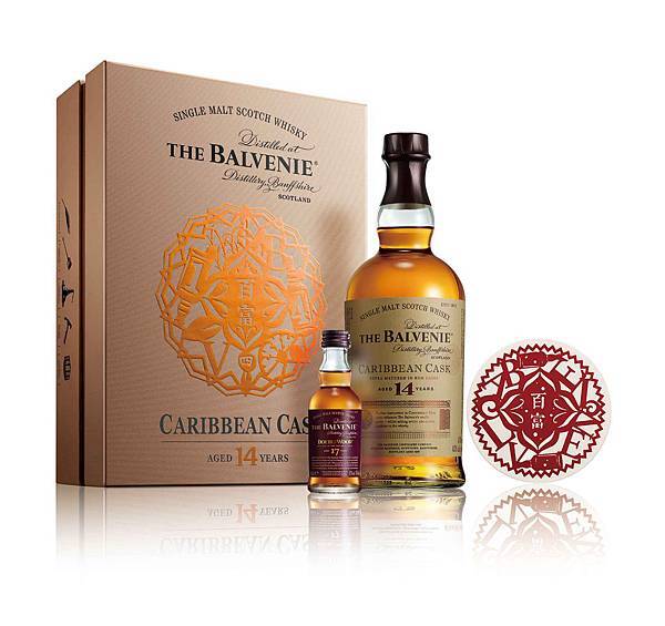 THE BALVENIE 百富14年加勒比海蘭姆桶單一麥芽威士忌禮盒 (14年加勒比海蘭姆桶 700ml 一瓶 + 17年 DOUBLEWOOD...