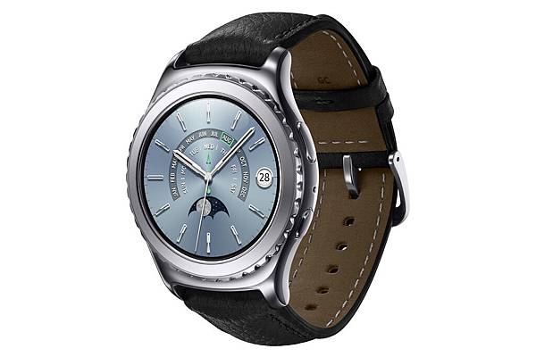 Gear S2 Classic鉑金版錶芯搭配黑色真皮錶帶