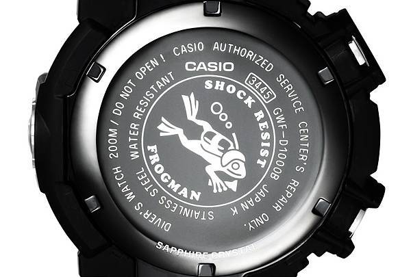 G-SHOCK FROGMAN潛水專用蛙王GWF-D1000-1背蓋圖樣