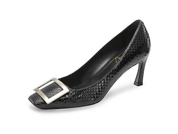 Roger Vivier 全球獨家黑色水蛇皮革跟鞋_$38,200