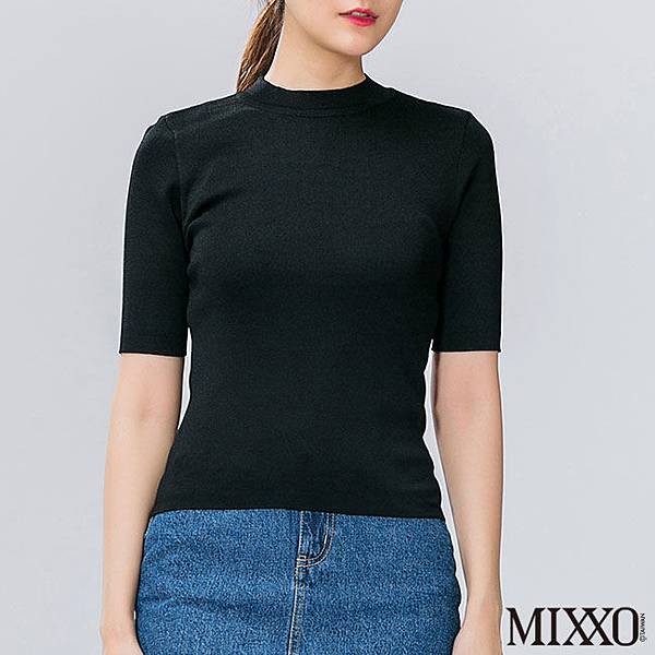 MIXXO YAHOO奇摩超級商城11月1日~11月10日開幕慶優惠商品-簡約寬條紋中長袖毛衣(黑)原價NT$790，特價NT$590