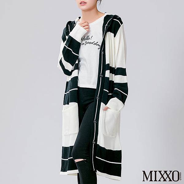 MIXXO YAHOO奇摩超級商城11月1日~11月10日開幕慶優惠商品-簡約條紋針織開襟外套原價NT$990，特價NT$590