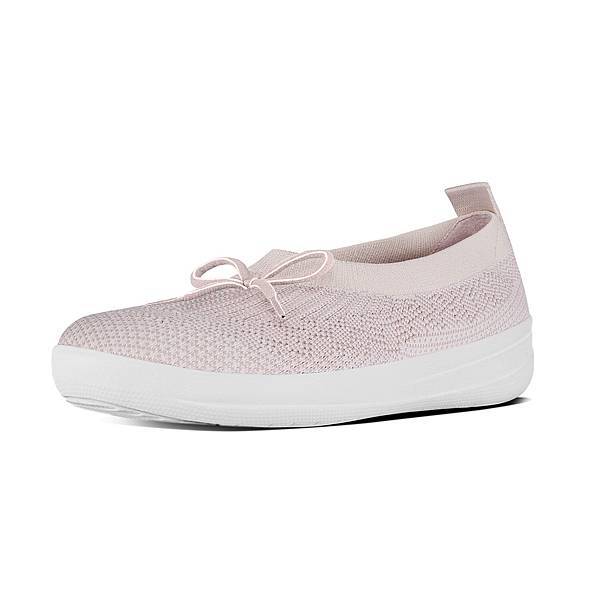 【FitFlop新聞圖片】UBERKNIT™    SLIP-ON BALLERINA 易穿脫舒適休閒鞋 螢光粉 ∕ 白 建議售價NT＄3,850元-3