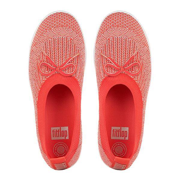 【FitFlop新聞圖片】UBERKNIT™   SLIP-ON BALLERINA 易穿脫舒適休閒鞋 珊瑚紅 ∕ 螢光粉 建議售價NT＄3,850元-2