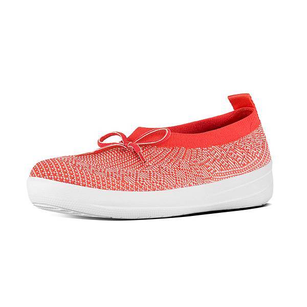 【FitFlop新聞圖片】UBERKNIT™ SLIP-ON BALLERINA 易穿脫舒適休閒鞋 珊瑚紅 ∕ 螢光粉 建議售價NT＄3,850元-1