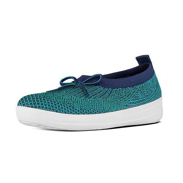 【FitFlop新聞圖片】UBERKNIT™   SLIP-ON BALLERINA 易穿脫舒適休閒鞋 午夜藍 ∕ 鸚鵡綠色 建議售價NT＄3,850元-1