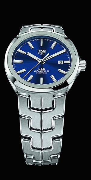 TAG Heuer Link Calibre 5精鋼男士自動腕錶藍色太陽紋錶盤款_黑底