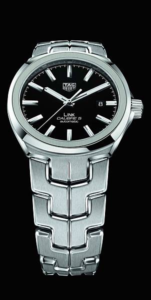 TAG Heuer Link Calibre 5精鋼男士自動腕錶黑色錶盤款_ 黑底