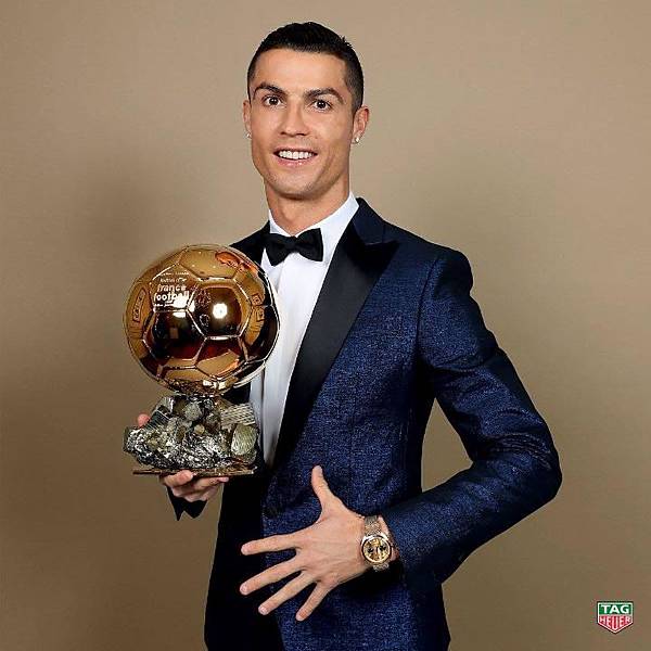 TAG Heuer品牌大使足球球星C羅生涯第5度獲頒Ballon d