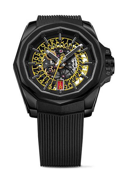 _CORUM Admiral AC-ONE 45海軍上將系列鏤空腕錶_黑色PVD鍍層5級鈦金屬  艷夏黃45mm_NTD349,000.jpg