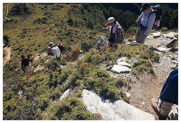 IMG_6727-往三叉山及嘉明湖的路,也有這樣陡的下坡(看來回來也是很累人啦~有下就有上).JPG