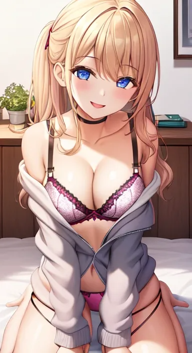 1girl-bra panties fullbody smile 8k wallpaper best quality masterpiece full body ass sexy bed large breasts cum-504881.png