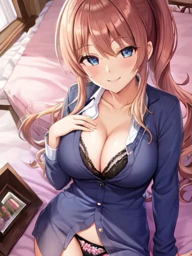 1girl-bra panties smile full body best quality masterpiece full body sexy bed large breasts-145930.png