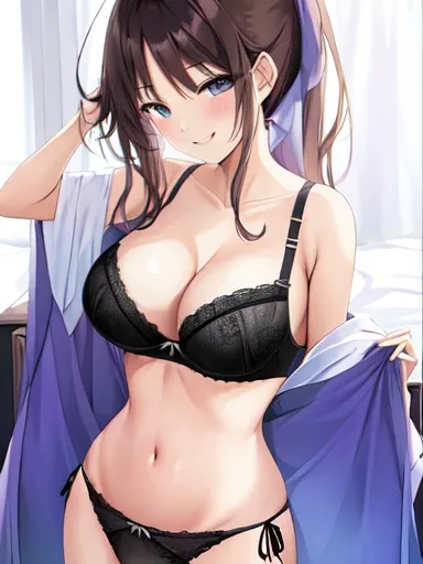 1girl-bra panties smile full body best quality masterpiece full body sexy bed large breasts-173349.png