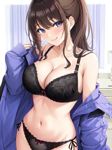 1girl-bra panties smile full body best quality masterpiece full body sexy bed large breasts-363328.png