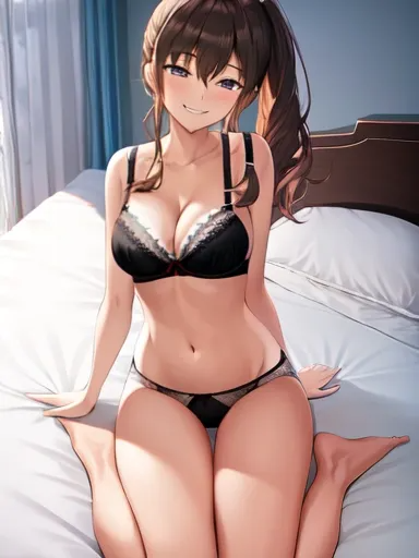 1girl-bra panties smile full body sexy bed large breasts-746411.png