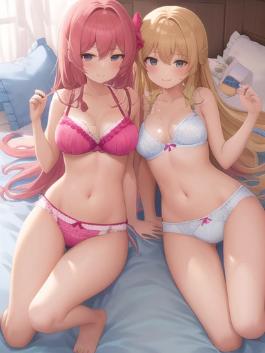 1girls-bra panties fullbody smile 8k wallpaper best quality masterpiece full body ass sexy bed mediun breasts cum-345668.png