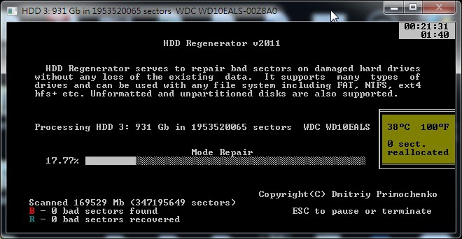 At øge For pokker afgår SOLVED] HDD Regenerator 2011 (DOS mode) Image File