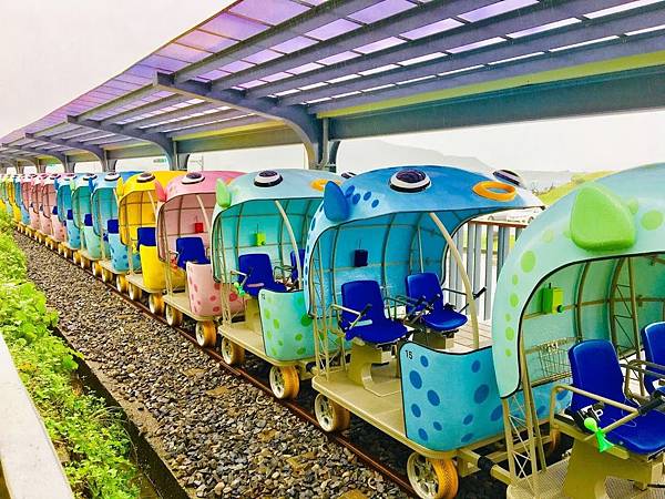 深澳鐵道自行車 新北八斗子新玩法騎著rail Bike看海去 可愛河豚帶你騎乘浪漫山海線 欣賞最佳海景鐵道自行車 大海愛上藍天旅遊日記分享