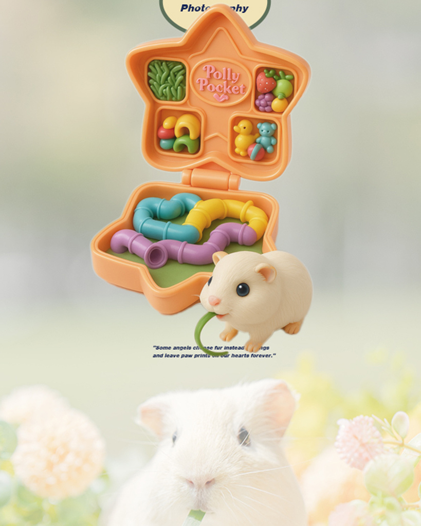 polly pocket風格寵物AI圖像 為可愛的天竺鼠打造天竺鼠樂園polly pocket