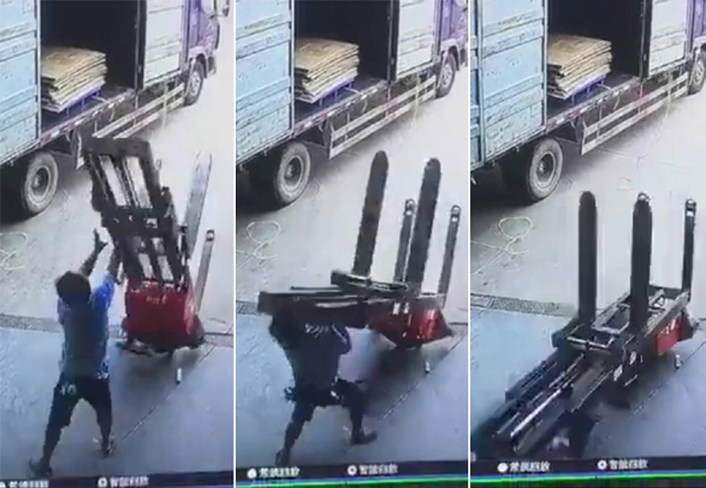 中國工人被堆高機壓死