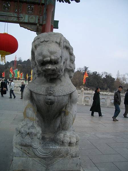 A stone lion in north-ocean park