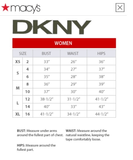 DKNY size chart usa4umall