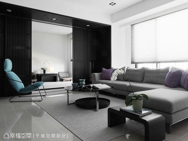 子境設計順應採光面轉換客廳坐向，並內縮次臥讓出更寬裕的空間尺度，打造出寬敞明亮的客廳區塊。.jpg