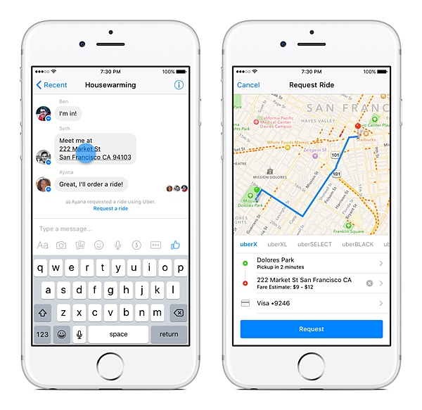 Facebook 與 Uber 將合作，用 Messenger 幫你叫車！