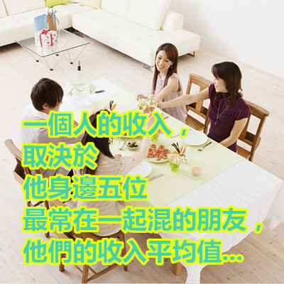 一個人的收入,取決於他身邊五位最常在一起混的朋友,他們的收入平均值....jpg 一個人的收入,取決於他身邊五位最常在一起混的朋友,他們的收入平均值....jpg