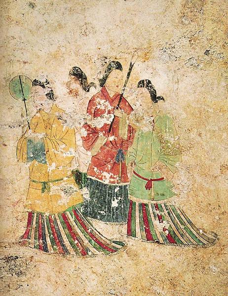 高松塚古墳壁畫的「西壁女子群像」。.jpg