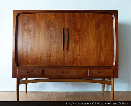 Danish teak tambour door highboard 