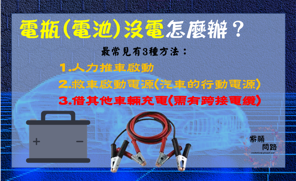 汽車沒電怎麼辦 使用跨接電纜線 紫願問路 汽車沒電3.png