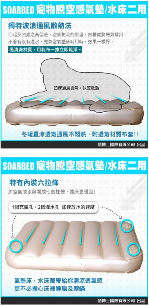 SOARBED 小狗專用 寵物水床 氣墊床二用床 一律附二個布套 非鋁板 MW1 - 男內褲專賣-玩酷子弟