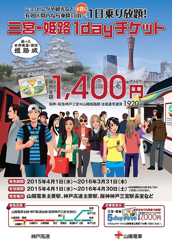 神戶交通 神戸三宮 姫路1dayチケット山陽電車一日券 關西常用交通票 神戶交通 神戸三宮 姫路1dayチケット山陽電車一日券 關西常用交通票