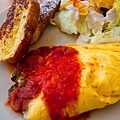 The Plus brunch - omelet, french toast, salad