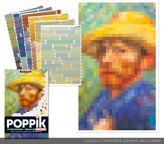 Poppik vincent van gogh portrait pixels stickers gommettes.png