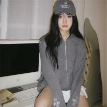 クロムハーツ ジップアップパーカー グレー スワロフスキーク