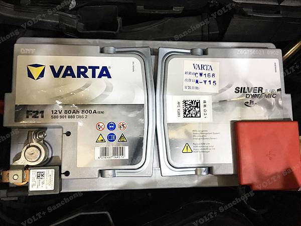 【台北】MERCEDES BENZ賓士 GLK-Class GLK220 CDI 4MATIC 柴油版 X204 2013年 汽車電瓶 原廠 德製VARTA華達 AGM 80AH 800A(EN) 更換 德製VARTA華達 AGM F21 80AH 800A(EN)
