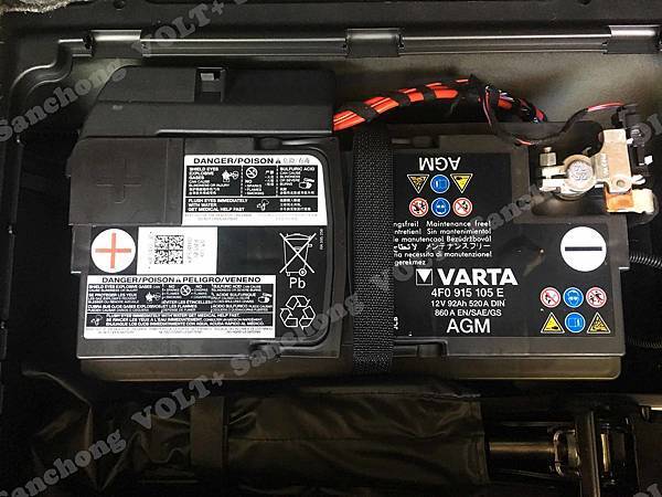 【台北】AUDI奧迪 Q5 40 TFSI quattro 2014年 汽車電瓶 原廠 德製VARTA華達 AGM 92AH 860A(EN) 更換 德製VARTA華達 AGM G14 95AH 850A(EN)