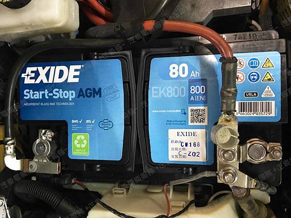 【台北】BMW MINI寶馬迷你 Mini Hatch Cooper S F56 2015年 原廠電瓶 德製VARTA華達 AGM 80AH 800A(EN) 更換 汽車電池 法製EXIDE埃克塞德 AGM EK800 80AH 800A(EN)