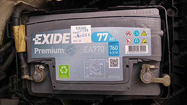 【台北】VOLKSWAGEN福斯 JETTA 2.0 TDI 柴油版 2009年 汽車電瓶 原廠 台製YUASA湯淺 56224-CMF 62AH 540A 更換 法製EXIDE埃克塞德 碳合金 EA770 77AH 760A(EN) 【到府安裝】