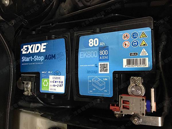 【台北】MERCEDES BENZ賓士 GLA-Class GLA200 X156 2015年 汽車電瓶 原車 台製GS統力 57539 加水式 75AH 580A 更換 法製EXIDE埃克塞德 AGM EK800 80AH 800A(EN)