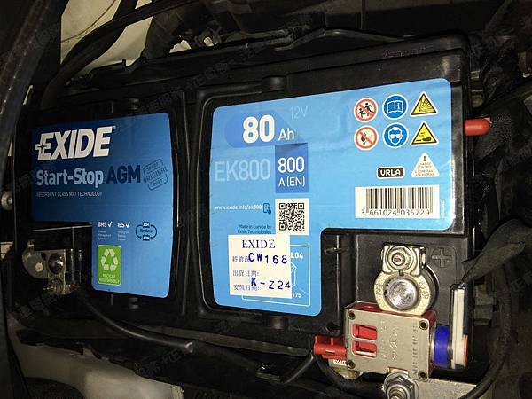 【台北】MERCEDES BENZ賓士 B-Class B200 CDI 柴油版 W246 2012年 汽車電瓶 原廠 德製VARTA華達 AGM 80AH 800A(EN) 更換 法製EXIDE埃克塞德 AGM EK800 80AH 800A(EN) 【到府安裝】