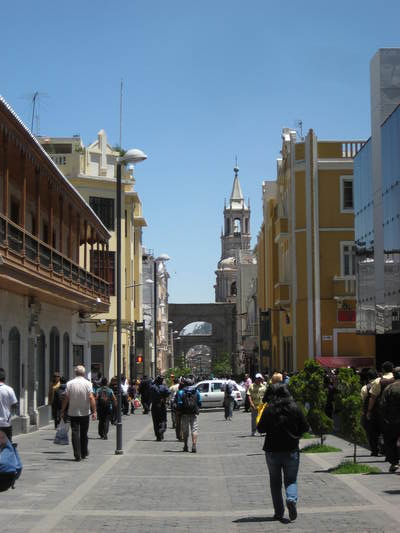 Arequipa市中心也有行人徒步區