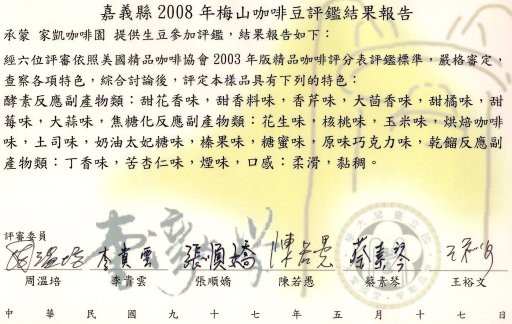 嘉義縣2008年梅山咖啡豆評鑑結果報告.jpg